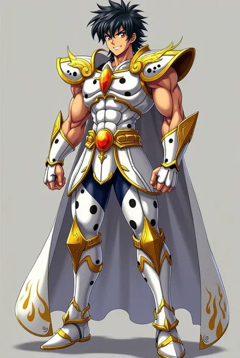  Full size image ,  Full body ,  From head to toe ,  in profile and in front of , Young boy, 24 years old,  male anime character ,  strong and very muscular ,  wearing armor inspired by the style of the knights of the zodiac  (Saint Seiya),  armor based on...