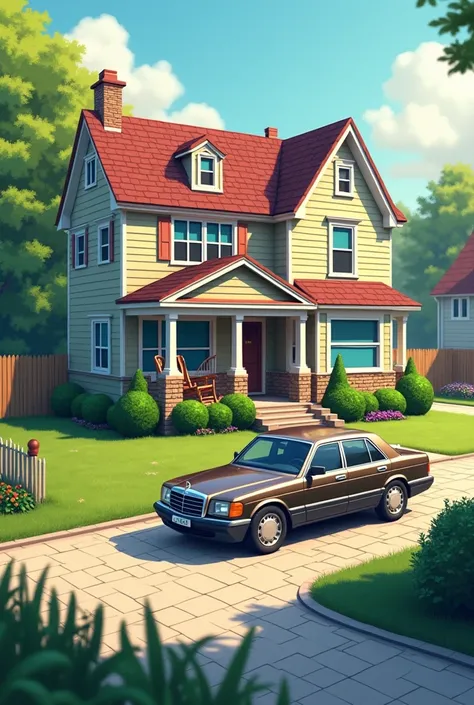 a house with a car