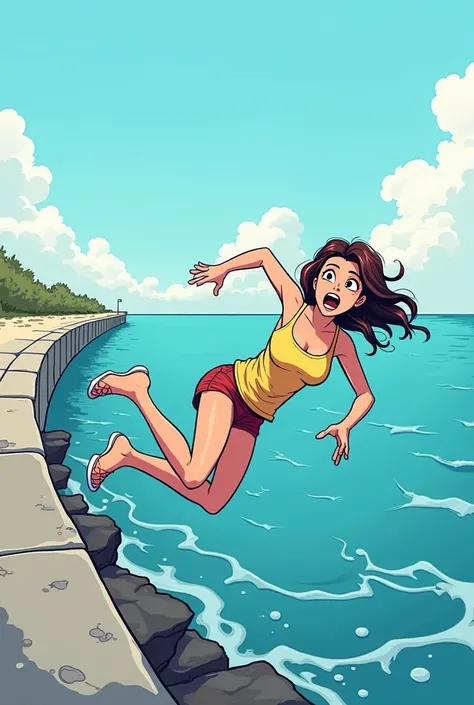 the other girl fell from the seawall but not in the water funny comics