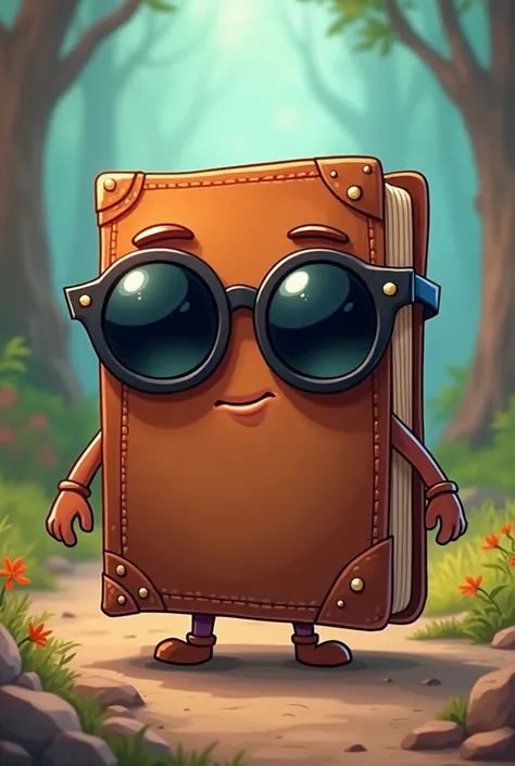 Brown Bible with dark lenses cartoon style 