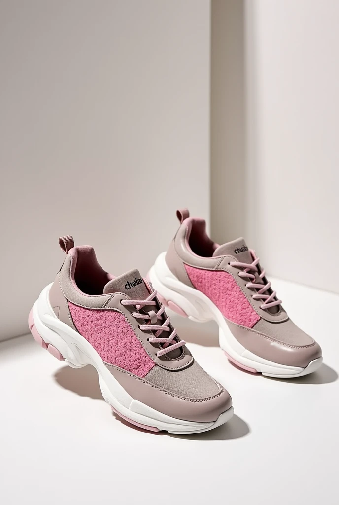 women's sneakers, with pink embroidery strips on the side, the sneakers say "Chulezenta" 
