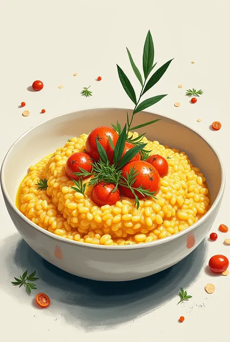 Italian modern art risotto illustration