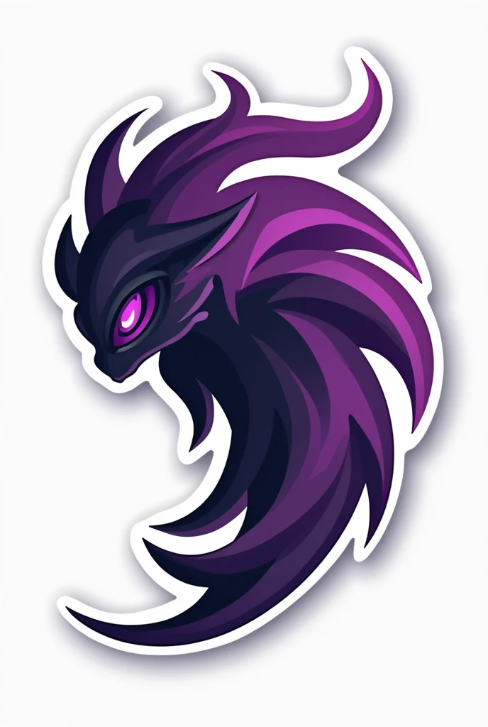 MAKE A CHARACTER LOOK LIKE A VERY MODERN STYLIZED WIND, IN SHADES OF PURPLE AND BLACK AND WHITE AS IF IT WERE A HURRICANE IN A DESIGN LIKE A STICKER