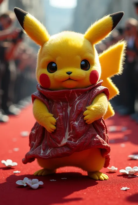 Pikachu wearing Lady Gaga's meat dress at the VMA