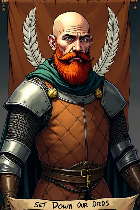 Cortnay is a knight. He is 55 years. He is completely bald with a red, spade-shaped beard and a weathered face.
An older man, Cortnay is a seasoned commander and stubborn. He is considered to be a good and brave man.
He wears a quilted doublet of brown and...