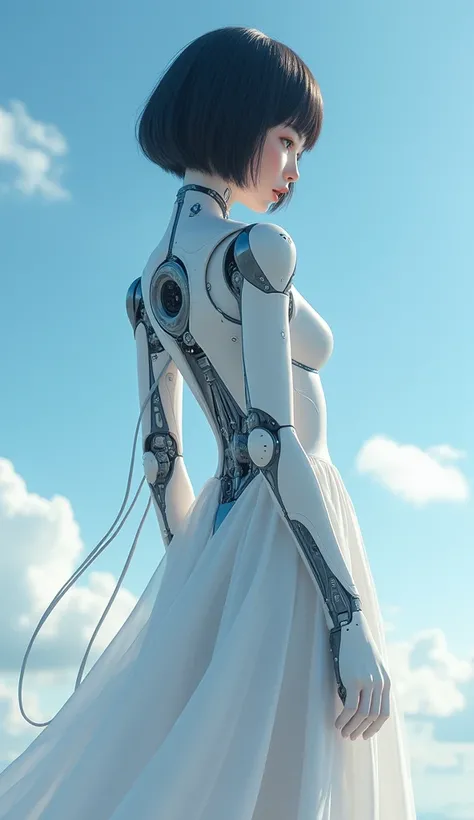  in ultra high quality、 real photo 、( extremely detailed CG Unity 8K wallpaper 、masterpiece)、(Best lighting、 Best Shadow、 very delicate and beautiful)、 Ultra Details、《 Android imitating a goddess ：1.2》、《Machine exposed on half of her body ：1.2》、《 Japanese ...