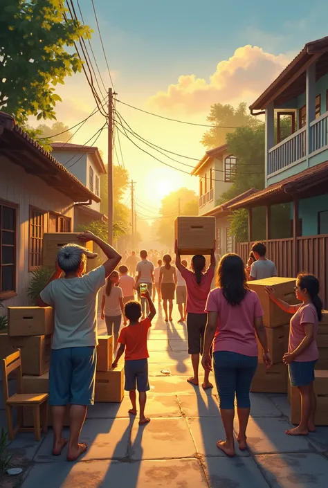 Scene 1:
Setting: A typical Filipino neighborhood. The sun is shining, and the sounds of the bustling street are heard in the background. We see a family preparing to move their belongings to a new house.
Grandmother (Lola) (standing outside her house, wip...