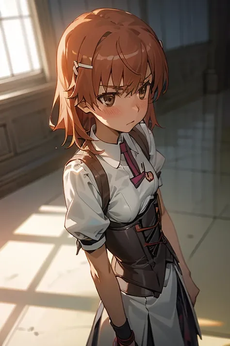 Mikoto misaka.、A Certain Scientific Railgun、girl、Small breasts、whole body,blush,bondage corset、best quality,