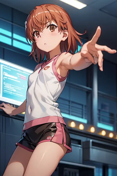 Mikoto misaka.、A Certain Scientific Railgun、girl、Small breasts、whole body,blush,leggings、best quality,