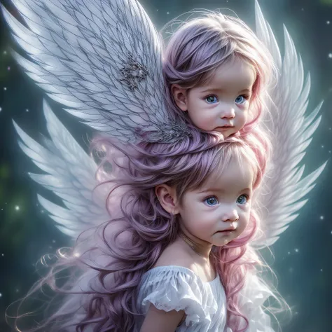  best detail 、 droopy eyes 、 is cute 、((( pretty face、Baby Face、 best composition、 best quality、 Top Masterpieces、 more details、 high definition 、CG)))、(Masterpiece),  best quality,  high definition , A White-haired star fairy girl with a magic wand、 Sickl...