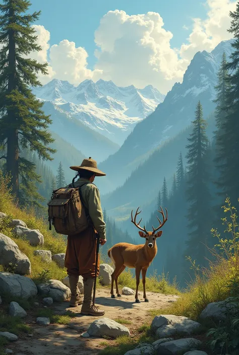 In ancient times, there were many animals and the mountains were still wooded. One day, a farmer went to the mountain. He would gather wood and hunt deer so that his family would have something to eat.