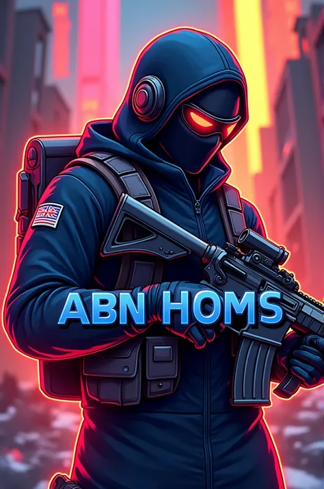 Create a logo about free fire max and my guild name is "ABN HOMS"