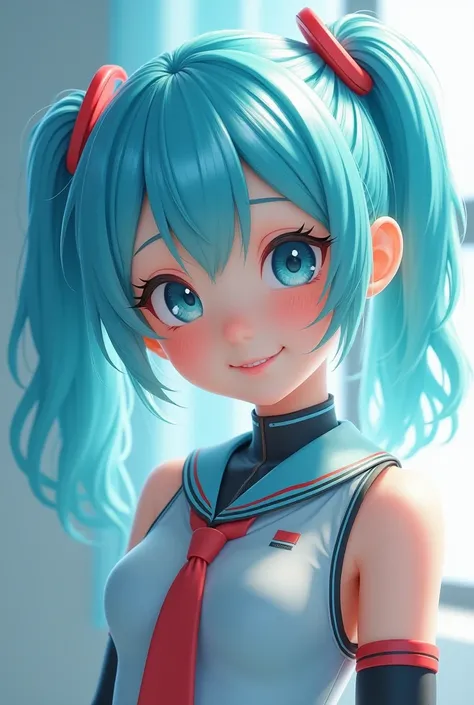  a girl,  smile, Alone,  High resolution, breasts,  Hatsune Miku,  very cute