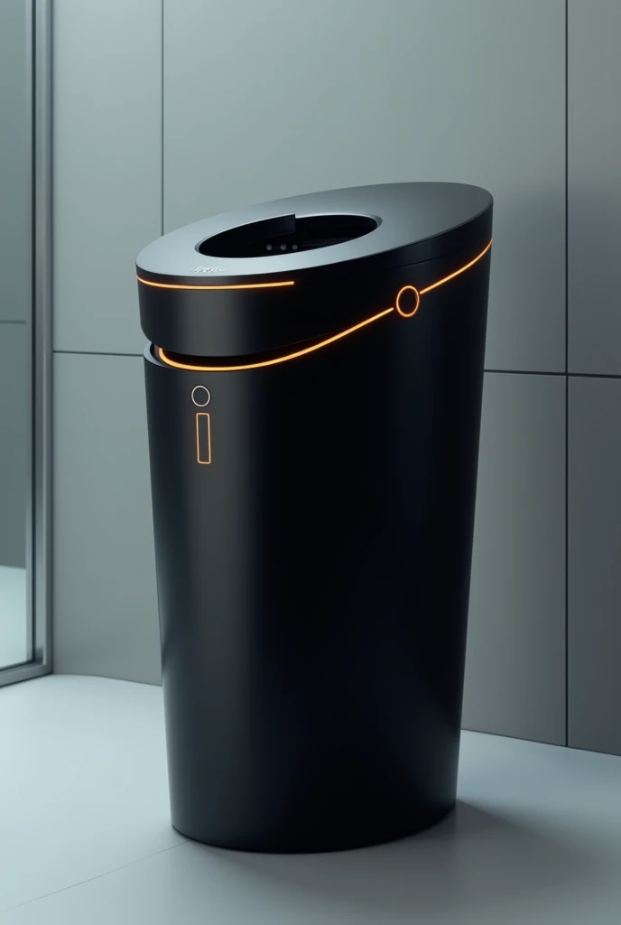 Futuristic black trash can 