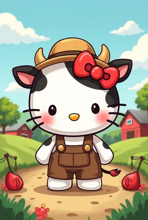 Hello Kitty from a cow or a farmer cartoon
