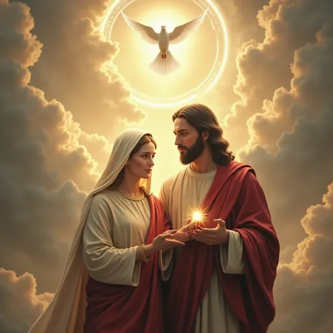 ultra realistic 4k, wallpaper 4k, impeccable images, Mary and Jesus and the Holy Spirit of God