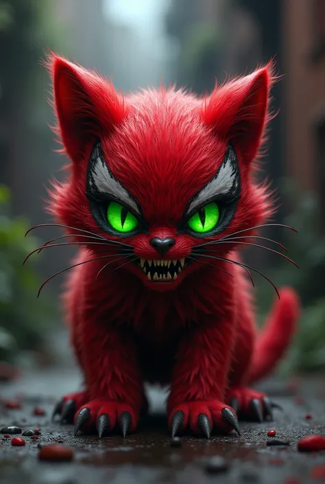 Red Cute cat version Carnage Marvel 3d venom eyes