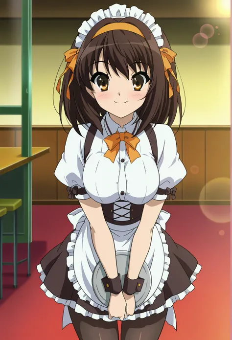 HaruhiYXL, haruhisuzumiya, brown eyes, brown hair, medium hair, hair ribbon, hairband, , soro, 1girl, brown eyes, full_body, anime_screencap, bokeh, masterpiece, best quality, perfect anatomy, very aesthetic, amazing quality, high resolution, ultra-detaile...