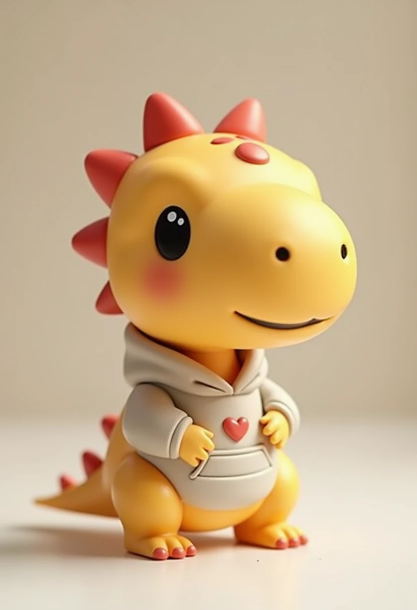 cute mini dinosaur wearing hoodie　２Head to Body　 nendoroid style 　 plastic　 tyrannosaurus