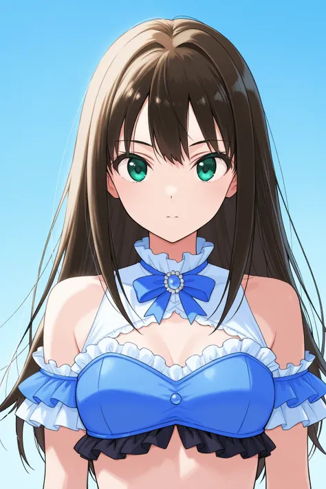 shibuya rin \(\),hairstyle:long hair,Outfit:flashy idol wearing,bare sholde,Break a girl,solo,highly detailed beautiful face and eyes,upper body,face only,front,