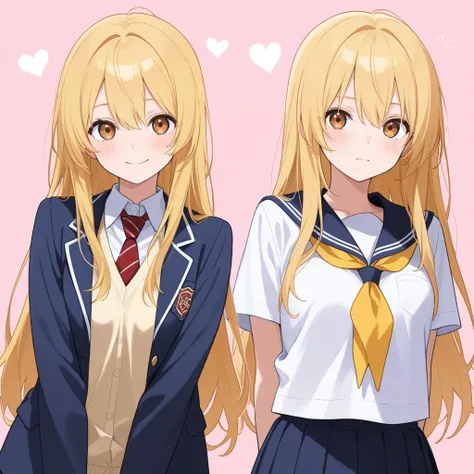 1girl, blonde hair, long hair, school uniform