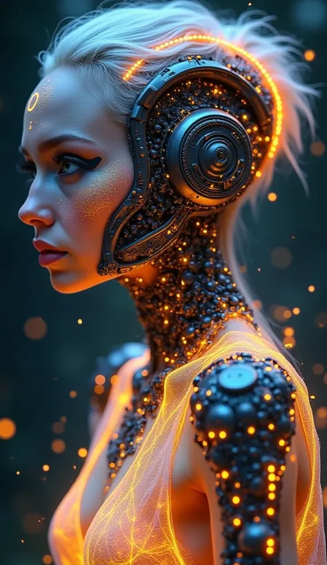 metamorphosis, alien fashion editorial ,  subvert aesthetic conventions hyperfuturistic surrealistic fashion,  extreme detail ,  photorealistic , 8 k, High visualization , looks at the viewer,  looks at the viewer,  short hair, 