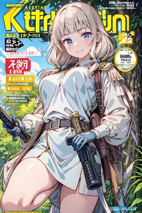 (from below:1.2, Highest quality ),  girl  ,  platinum colored hair military uniform  , The dreamer wants purplish blue eye ,( small breasts:1.0),  Lori does it , (Masterpiece:1.2, Highest quality ), (Beautiful   Details depictiOn : 1.2), ( beautiful   Det...