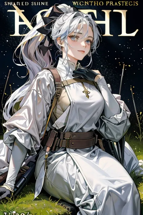 (from below:1.2, Highest quality ),  girl  ,  platinum colored hair military uniform  , The dreamer wants purplish blue eye ,( small breasts:1.0),  Lori does it , (Masterpiece:1.2, Highest quality ), (Beautiful   Details depictiOn : 1.2), ( beautiful   Det...