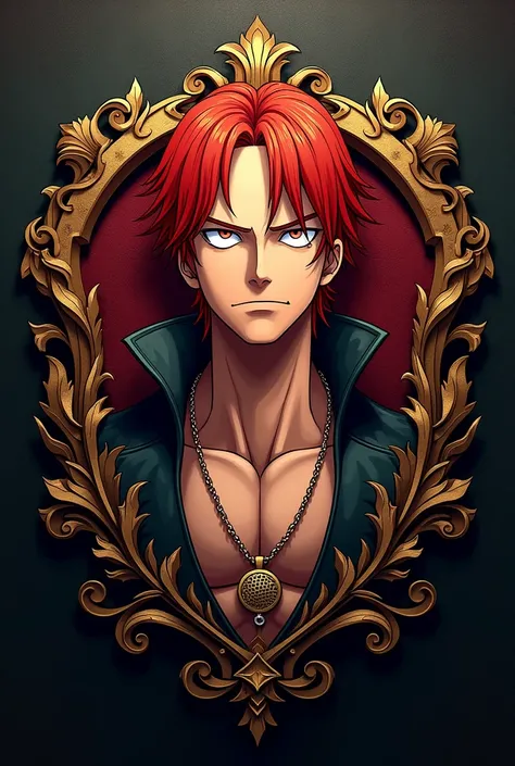 Give me a logo on the Shanks character from the One Piece anime and make it more luxurious