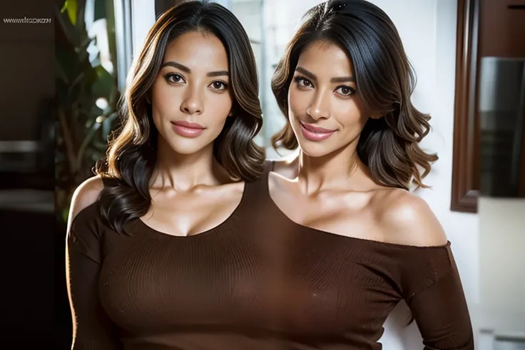 ((2heads)), araffe woman in a sweater, wearing tight simple clothes, lorena avarez, alanis guillen, 30-year-old woman from cuba, gorgeous lady, fernanda suarez, wearing a cute top, sexy girl, marischa becker, malika favre, sexy face, cute freckles, small f...