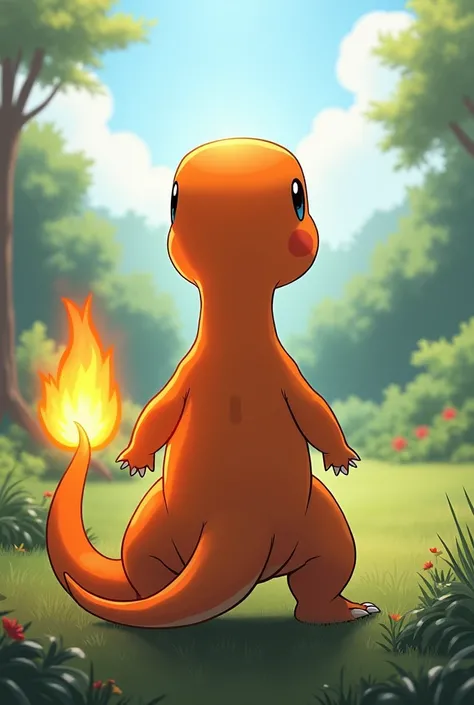 Charmander with his back