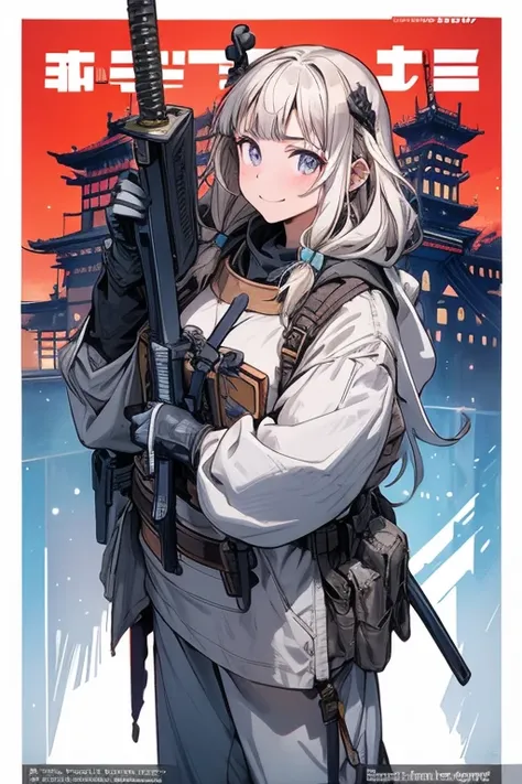 (from below:1.2, Highest quality ),  girl  ,  platinum colored hair military uniform  , The dreamer wants purplish blue eye ,( small breasts:1.0),  Lori does it , (Masterpiece:1.2, Highest quality ), (Beautiful   Details depictiOn : 1.2), ( beautiful   Det...