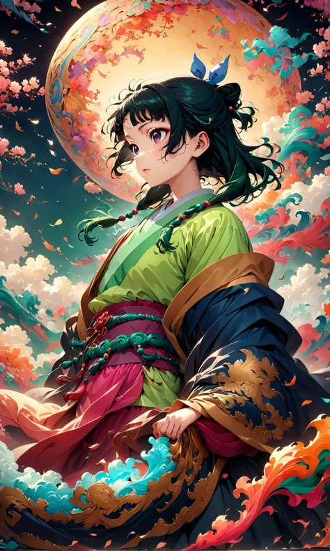 1girl,maomao \(kusuriya no hitorigoto\),kusuriya no hitorigoto,Intricate details,Wide range of colors,artwork,rendering,(masterpiece:1.3),(highest quality:1.4),(Super detailed:1.5),High resolution,Very detailed,unity 8k wallpaper,Decadent,Wind