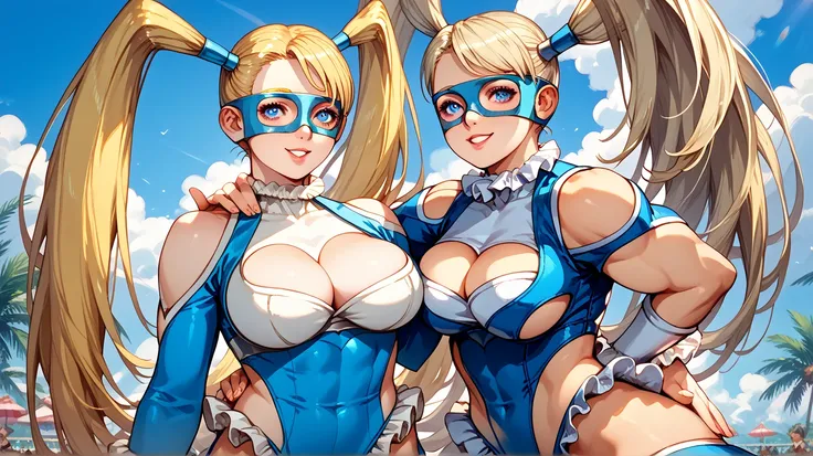 2 chicas, Sexy Angel de the king of fighters & sexy Rainbow Mika de street fighter, UHD, en un bosque, de noche sentadas, pose sexy, grandes pechos, gran culo, 