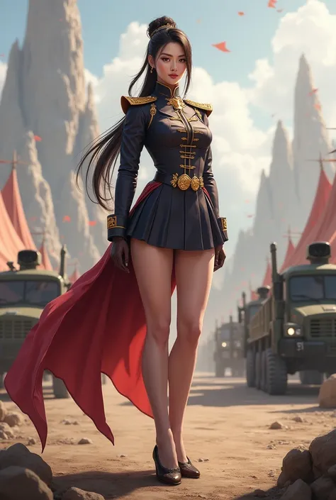 Aubrey Kate is a Chinese general in short skirt and long legs 