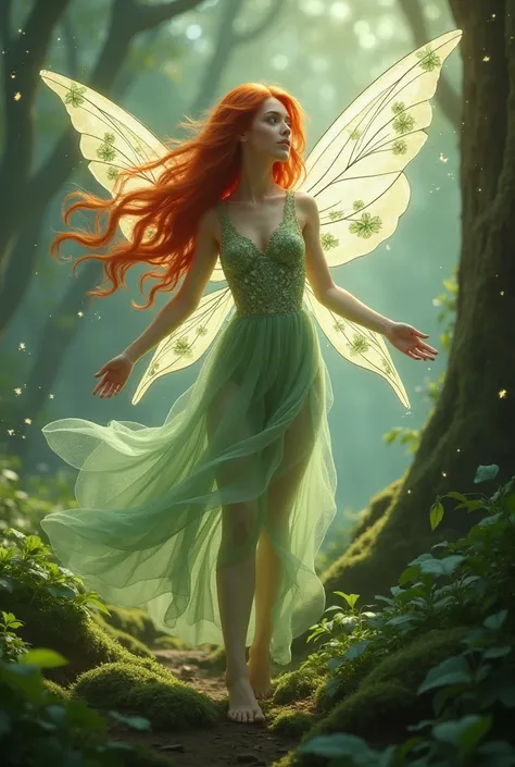 Lily Evans as a fairy with a green and white outfit