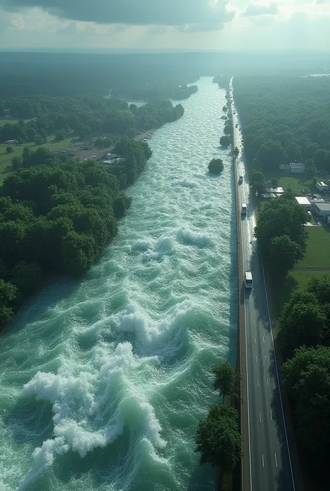 flowing water that washed away many trees and vehicles from rural settlements to highways