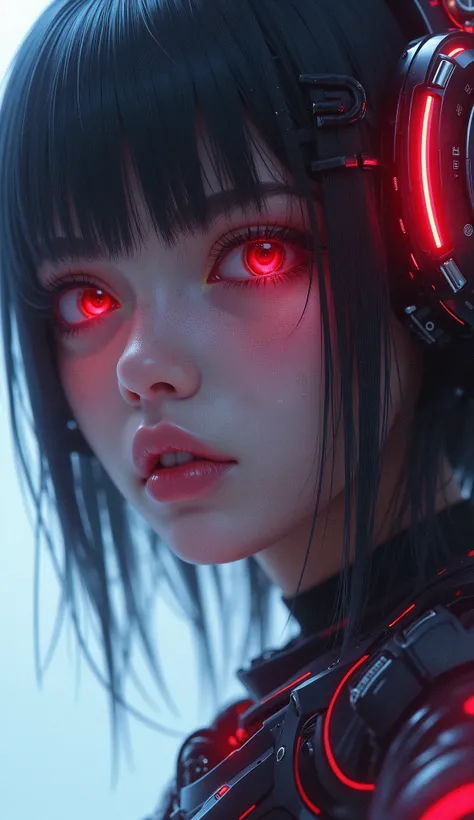 a close up of a person, cyberpunk art by Yuumei, Artstation, digital art, digital cyberpunk anime art, digital cyberpunk - anime art, detailed digital anime art, anime robotic mixed with organic, portrait anime space cadet girl, advanced digital anime art,...