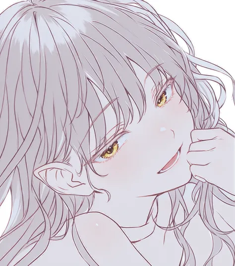 Use the same composition and hair style as the attached image, and I want them to have white hair and golden eyes, so create the picture with the same image as the image of the model exeploits above