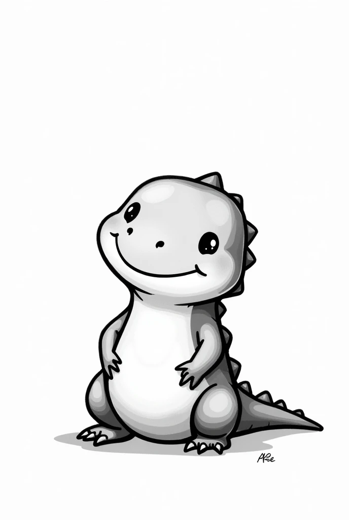 Reptile drawn in black and white not realistic too cute