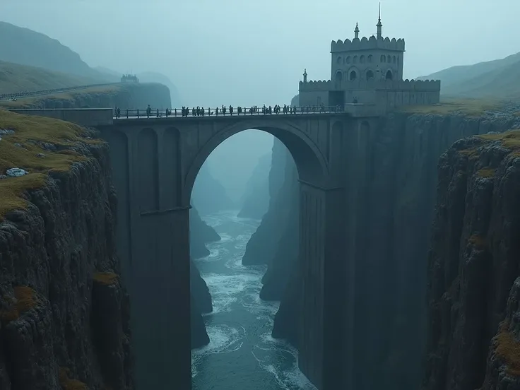  This fortress is a bridge ，, and the bridge is a fortress 。 It spans over a bottomless abyss ， like a dragon perched between cliffs 。 and the bridge is a fortress ， with a cold metallic luster everywhere。Beneath the bridge is endless darkness ， as if mons...