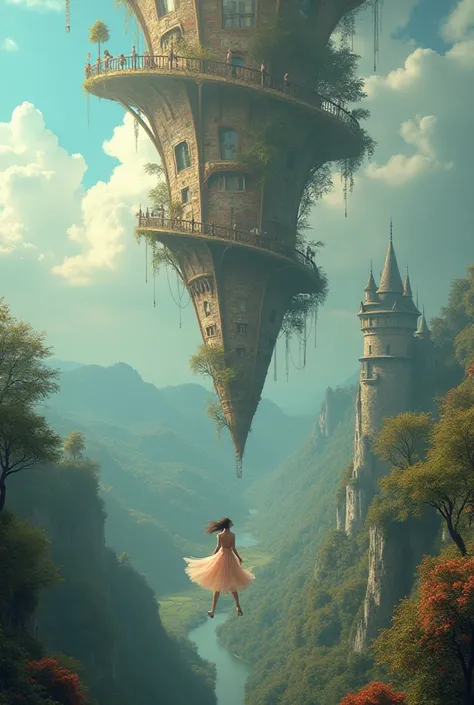 Woman falling tower fairytale 