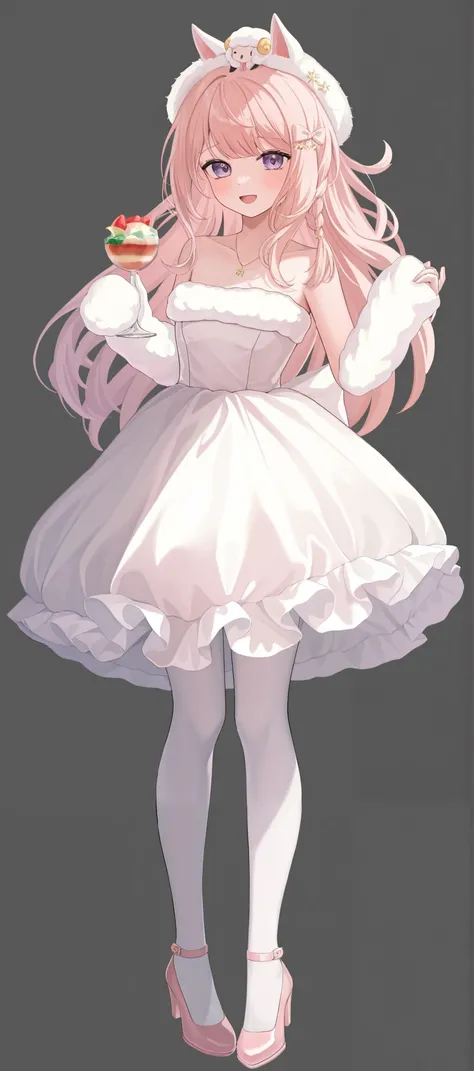 a girl ,A hat with a sheep on the head