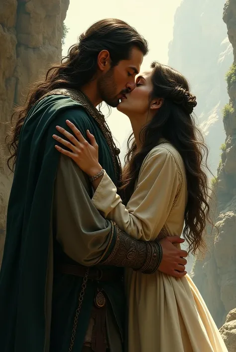 Feanor lord of the rings kiss a woman passionately 