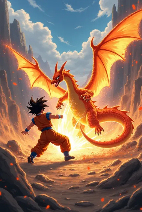 Charizard and Goku fighting