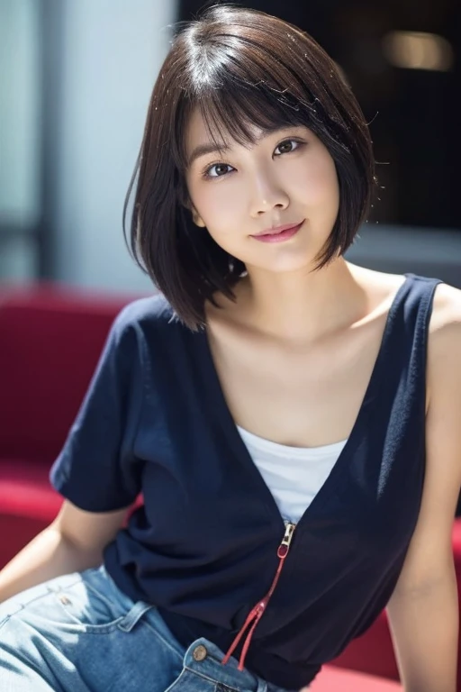  1 girl, (white shirt with red tie ,  wearing navy blue jacket :1.2),  very beautiful Japanese idol portrait, 
( RAW photo,  best quality), ( is present,  is present:1.4), (masterpiece), 
 so delicate and beautiful,  very detailed, 2k wallpaper, wonderful,...