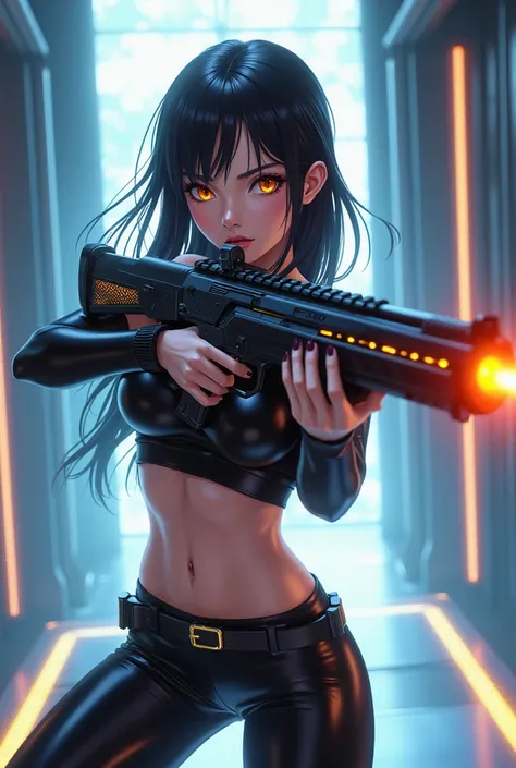 Anime woman with a Ray gun