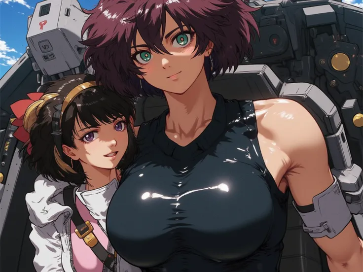  Mobile Suit Gundam The Witch of Mercury, Short, dark reddish-brown curly hair,  The hair on the front part must not fall below the eyebrows, In her head, only Kuratanaru was braided, There is no hair on the back , sleeveless black glossy full body bodysui...