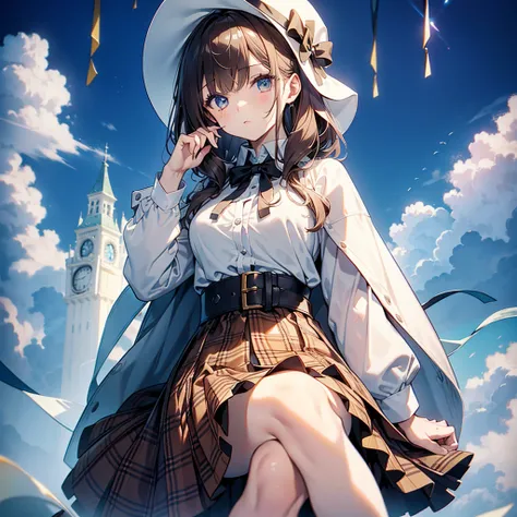  1girl , pretty face、 Sherlock Holmes、(Slender figure)、Baby Face、 milky white and blue gradation hair color 、 simple background、 droopy eyes 、((( amazing composition 、 best quality、 Top Masterpieces、 Official Art、 more details、 high definition 、CG、 Award-w...