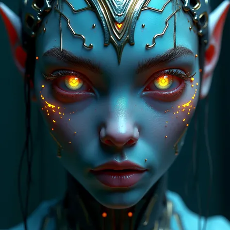 portraits of cyber mythical female creatures, close-up